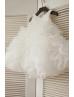 Ivory Organza Ruffled Flower Girl Dress Kid Tutu Dress